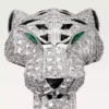 Anel Panthere De Cartier – Ouro Branco, Diamantes, Esmeraldas, Ônix – Cartier
