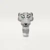Anel Panthere De Cartier – Ouro Branco, Diamantes, Esmeraldas, Ônix – Cartier