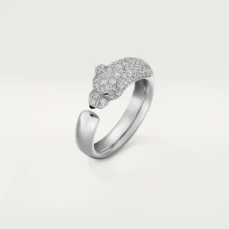 Anel Panthere De Cartier – Ouro Branco, Esmeraldas, Ônix, Diamantes – Cartier