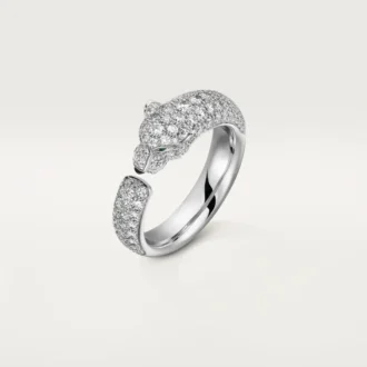 Anel Panthere De Cartier – Ouro Branco, Esmeraldas, Ônix, Diamantes – Cartier