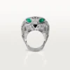 Anel Panthere De Cartier – Ouro Branco, Esmeraldas, Ônix, Diamantes – Cartier