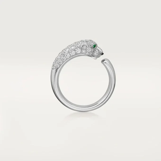 Anel Panthere De Cartier – Ouro Branco, Esmeraldas, Ônix, Diamantes – Cartier