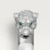 Anel Panthere De Cartier – Ouro Branco, Esmeraldas, Ônix, Diamantes – Cartier