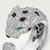 Anel Panthere De Cartier – Ouro Branco, Esmeraldas, Ônix, Diamantes – Cartier