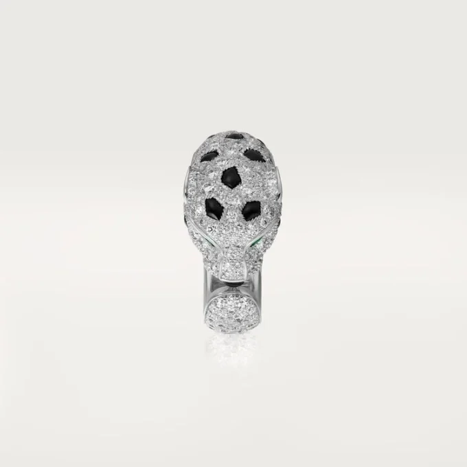 Anel Panthere De Cartier – Ouro Branco, Esmeraldas, Ônix, Diamantes – Cartier