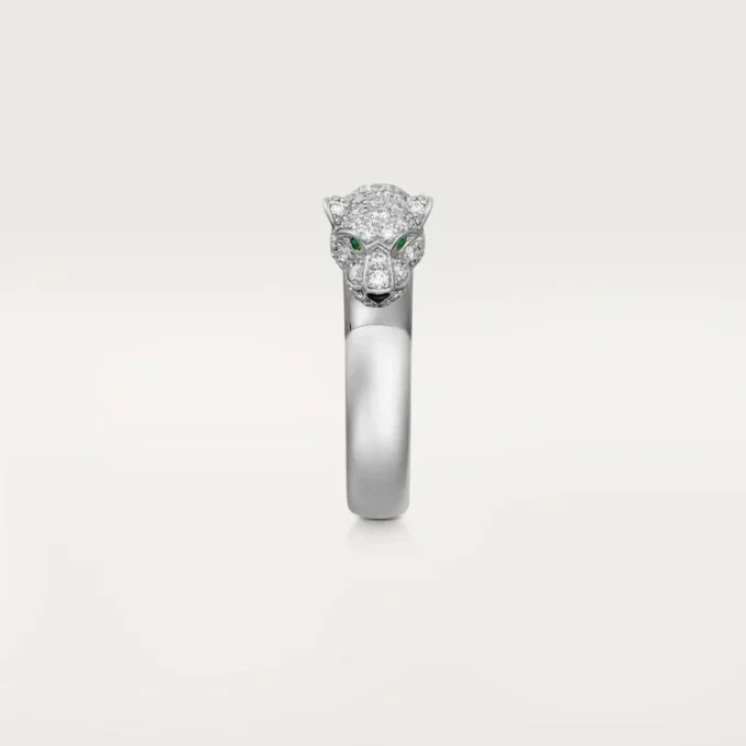 Anel Panthere De Cartier – Ouro Branco, Esmeraldas, Ônix, Diamantes – Cartier