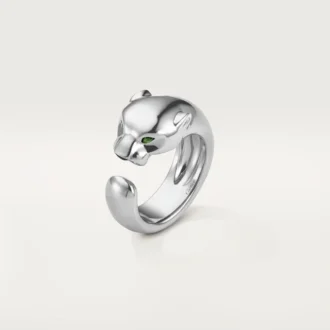 Anel Panthere De Cartier – Ouro Branco, Granadas Tsavoritas, Ônix – Cartier