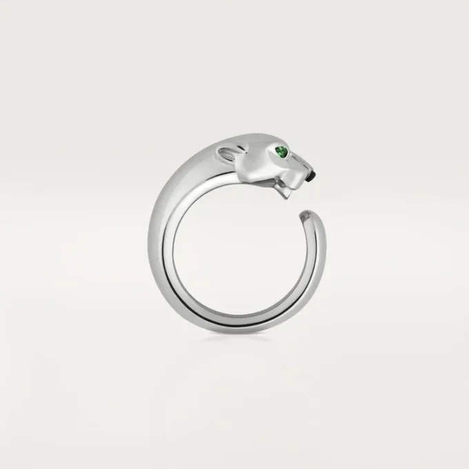 Anel Panthere De Cartier – Ouro Branco, Granadas Tsavoritas, Ônix – Cartier