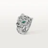 Anel Panthere De Cartier – Ouro Branco, Ônix, Esmeraldas, Diamantes – Cartier