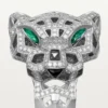 Anel Panthere De Cartier – Ouro Branco, Ônix, Esmeraldas, Diamantes – Cartier