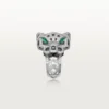 Anel Panthere De Cartier – Ouro Branco, Ônix, Esmeraldas, Diamantes – Cartier
