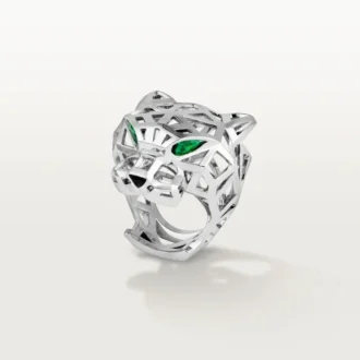 Anel Panthere De Cartier – Ouro branco não rodiado, granadas tsavoritas, ônix – Cartier