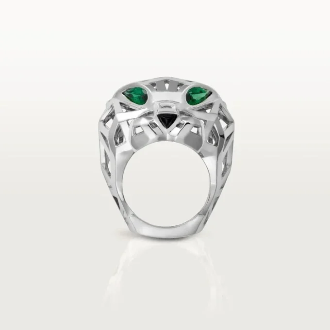 Anel Panthere De Cartier – Ouro branco não rodiado, granadas tsavoritas, ônix – Cartier