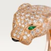 Anel Panthere De Cartier – Ouro rosa, diamantes, esmeraldas, ônix – Cartier