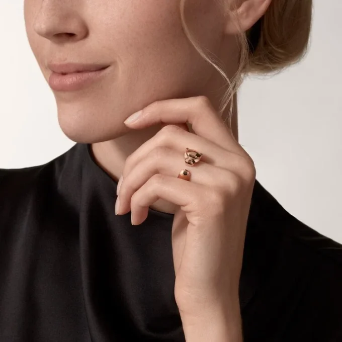 Anel Panthere De Cartier – Ouro rosa, granadas tsavoritas, ônix – Cartier