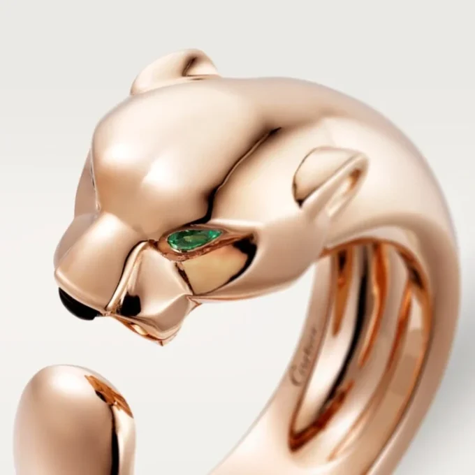 Anel Panthere De Cartier – Ouro rosa, granadas tsavoritas, ônix – Cartier