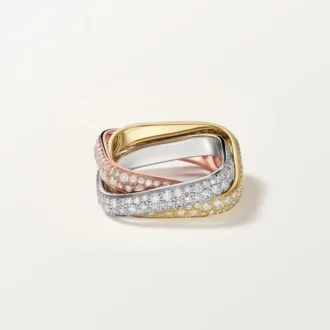 Anel Trinity Cushion, modelo clássico, pavé