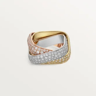 Anel Trinity, em forma de almofada, modelo grande, pavé