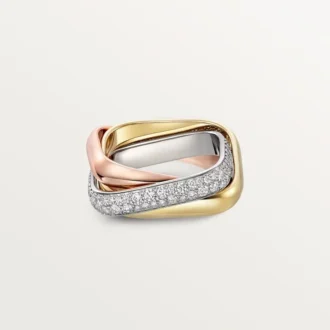 Anel Trinity, em forma de almofada, modelo médio, semi-pavé
