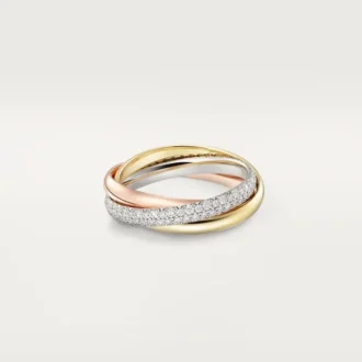 Anel Trinity, modelo pequeno, semi-pavé