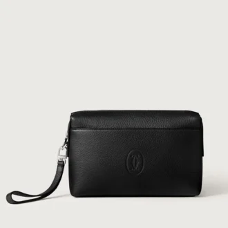 Bolsa quadrada, Must de Cartier – Pele de bezerro preta, acabamento em paládio – Cartier
