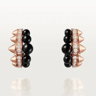 Brincos de argola Clash De Cartier, ônix, modelo extragrande, diamantes