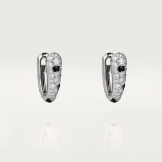 Brincos de argola pequenos Panthere Diamond, ouro branco | Cartier Us