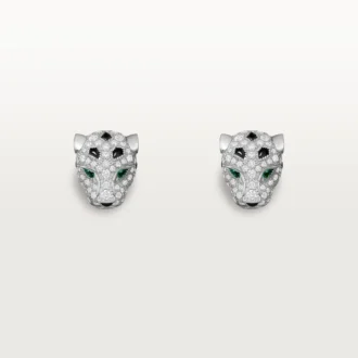Brincos de botão Panthere De Cartier, com pavé