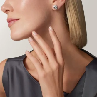 Brincos de botão Panthere De Cartier, com pavé