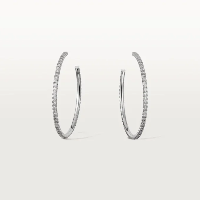 Brincos Etincelle De Cartier, modelo grande – ouro branco, diamantes – Cartier