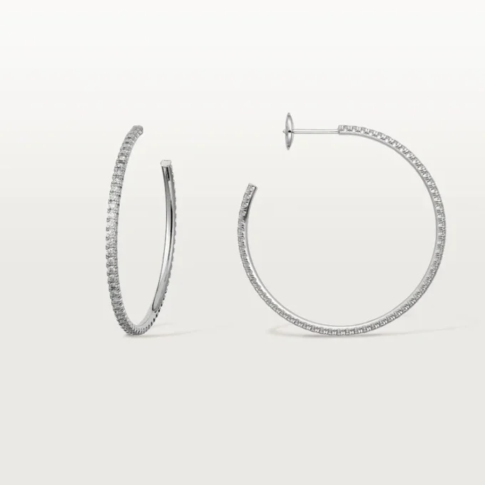 Brincos Etincelle De Cartier, modelo grande – ouro branco, diamantes – Cartier