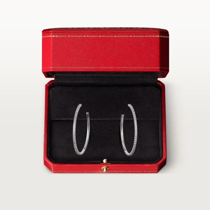 Brincos Etincelle De Cartier, modelo grande – ouro branco, diamantes – Cartier
