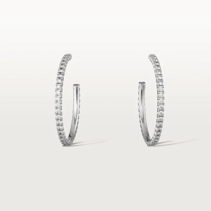 Brincos Etincelle De Cartier, Modelo Médio – Ouro Branco, Diamantes – Cartier
