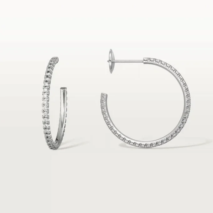 Brincos Etincelle De Cartier, Modelo Médio – Ouro Branco, Diamantes – Cartier