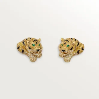 Brincos Faune Et Flore De Cartier, diamantes amarelos, laranja e castanhos, pavé