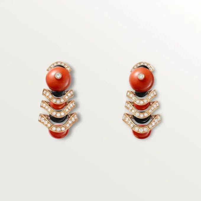 Brincos Geometrie & Contrastes, Coral, Pavé
