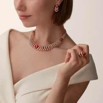 Brincos Geometrie & Contrastes, Coral, Pavé