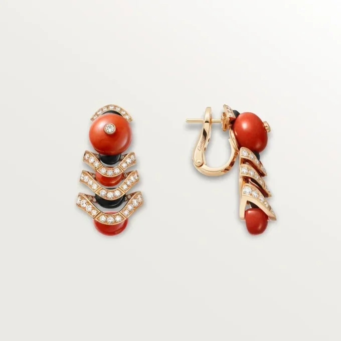 Brincos Geometrie & Contrastes, Coral, Pavé