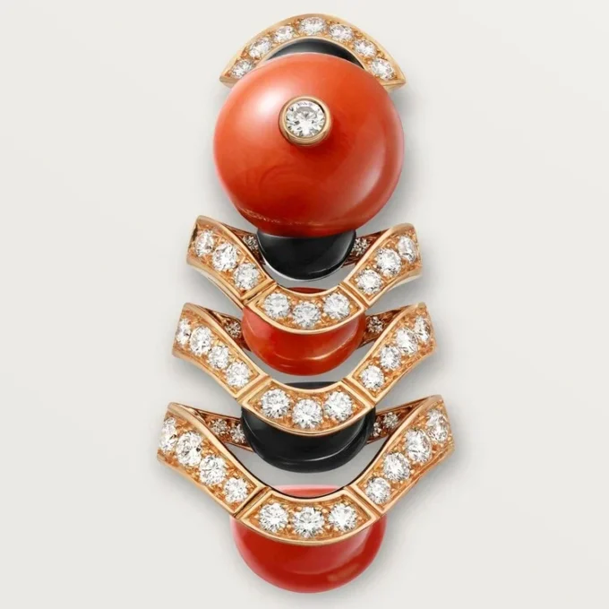 Brincos Geometrie & Contrastes, Coral, Pavé