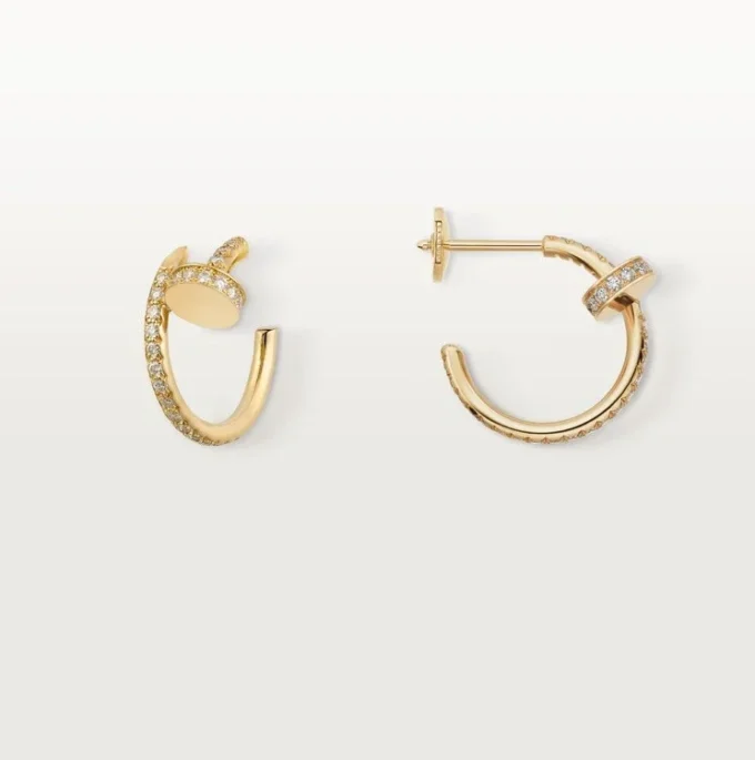 Brincos Juste Un Clou – Ouro amarelo, diamantes – Cartier
