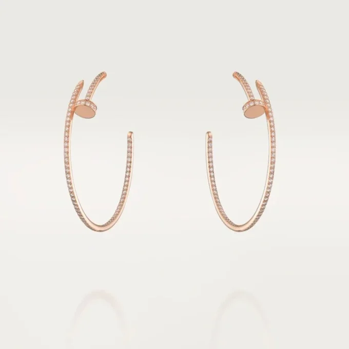 Brincos Juste Un Clou – Ouro rosa, diamantes – Cartier