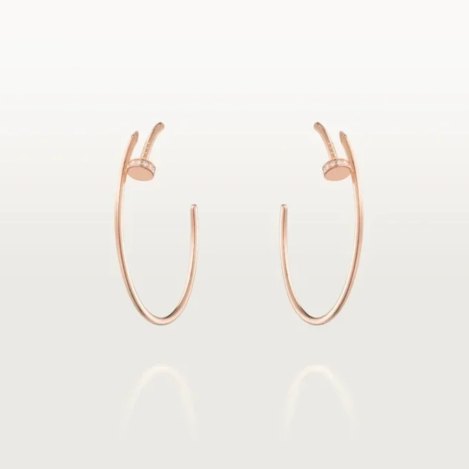Brincos Juste Un Clou – Ouro rosa, diamantes – Cartier