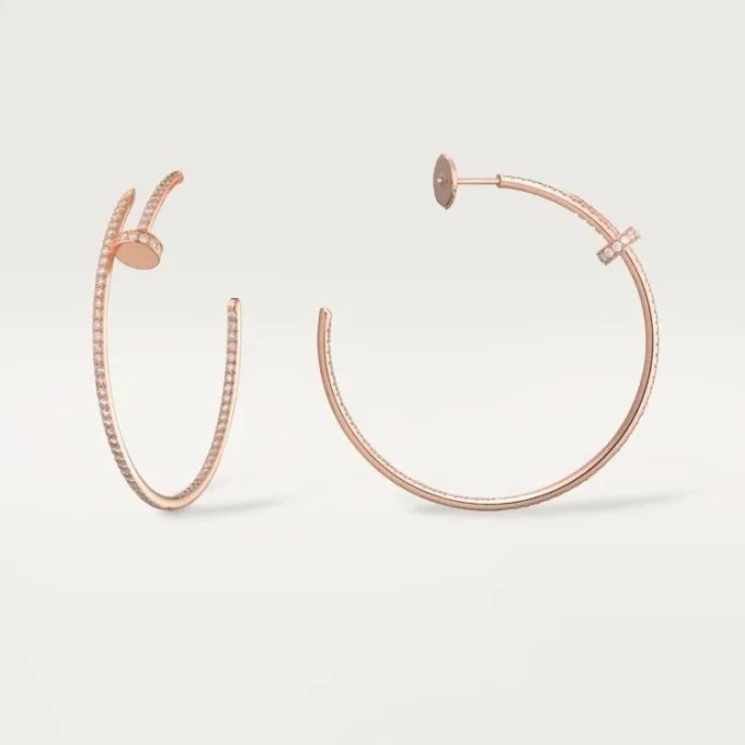 Brincos Juste Un Clou – Ouro rosa, diamantes – Cartier