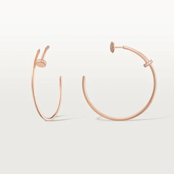 Brincos Juste Un Clou – Ouro rosa, diamantes – Cartier