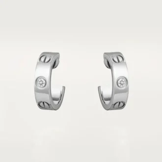 Brincos Love, 2 diamantes – Ouro branco, Diamantes – Cartier