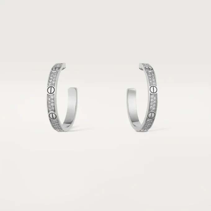 Brincos Love – Ouro Branco, Diamante – Cartier
