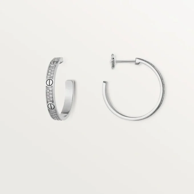 Brincos Love – Ouro Branco, Diamante – Cartier
