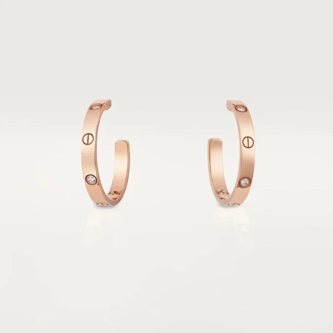 Brincos Love – Ouro rosa, diamante – Cartier