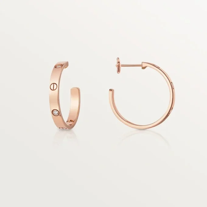 Brincos Love – Ouro rosa, diamante – Cartier