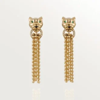 Brincos Panthere De Cartier – Ouro Amarelo, Diamantes, Granadas Tsavoritas, Ônix – Cartier